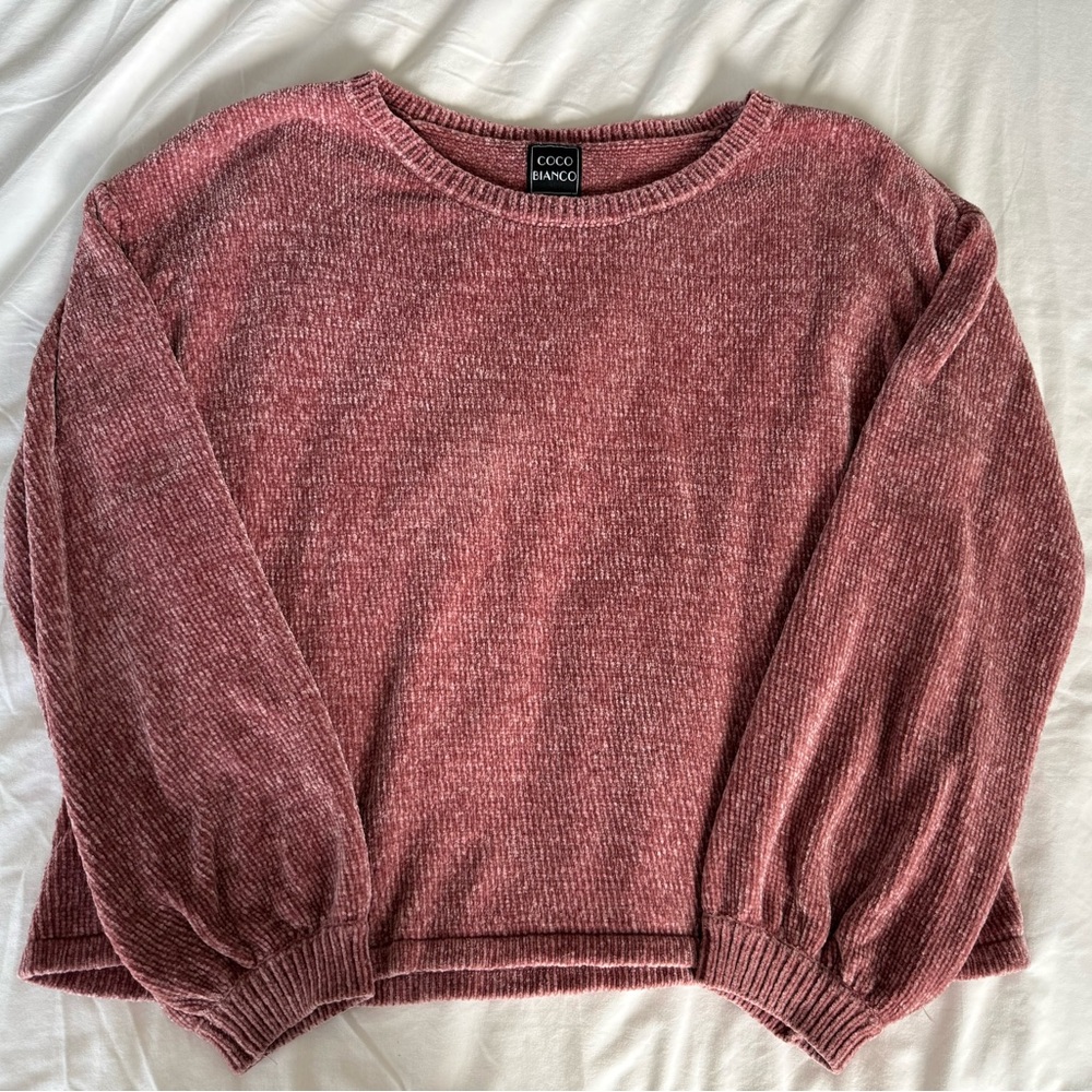 Coco Bianco Women's Chenille Rose Knit Sweater